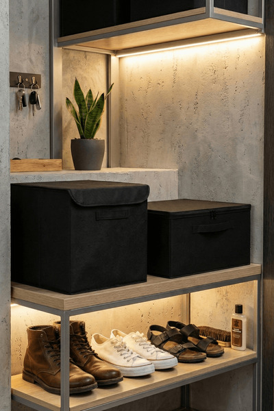 homyjr's Homyjr’S 2-Piece Storage Set (Square Lid Box + Rectangular Zipper Bo...