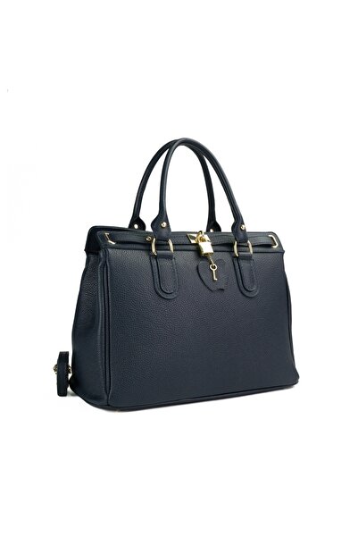Posete Fagaras Angie Leather Purse - Navy Blue, Genuine Leather Office Bag, H...