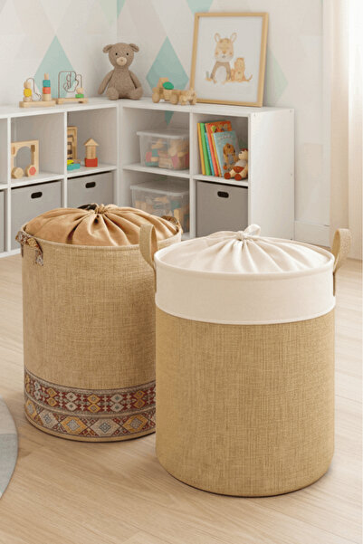 homyjr's Set de 2 coșuri rotunde din plasă HomyJR (Bohemian + Garnitură albă)...