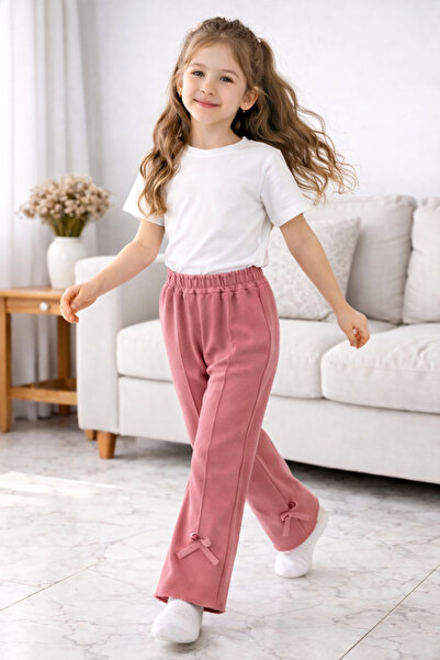 NOVERAM KİDS بيجامة بناتية من قماش ريبا مرن مع تفاصيل فيونكة