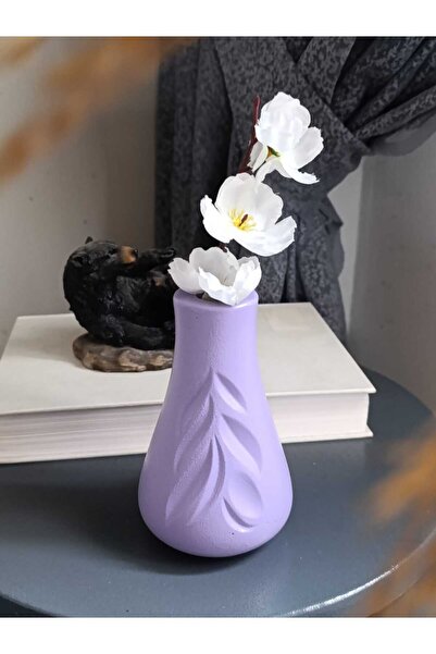 E.M.S AVM Vase Leaf Pattern Vase Decorative Vase Lila Color Height 13 cm Diam...
