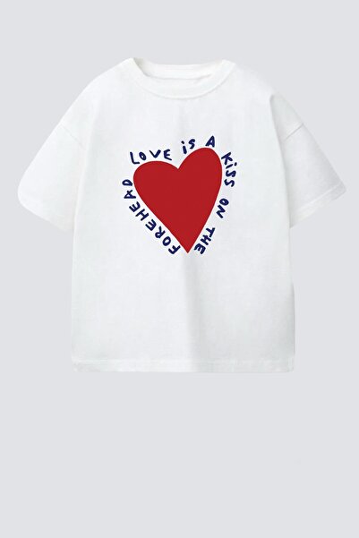 Monila Κοριτσίστικο βαμβακερό μπλουζάκι με στάμπα καρδιάς