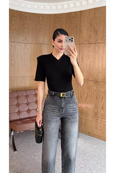 HAZELANNA Vatkalı Siyah Bodysuit(Ön Sipariştir,2 Şubatta Kargolanacaktır.)