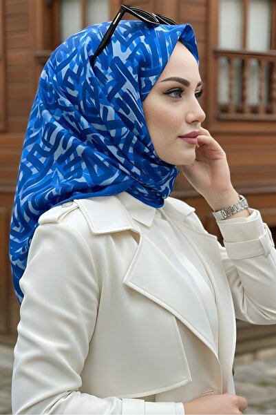 İmajButik وشاح قطني ناعم باللون الأزرق الداكن