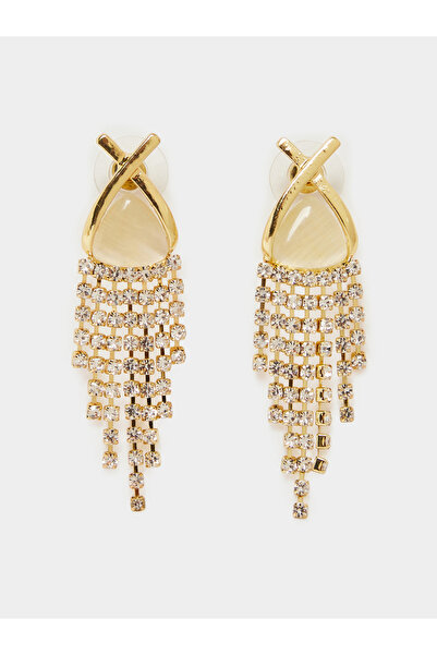 Styli Gold Tone Crystal Dangle Earrings