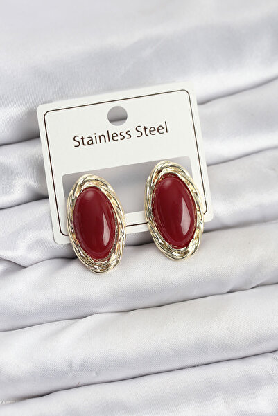 STİLLOVE Red Gold Almond Model Vintage Women's Earrings