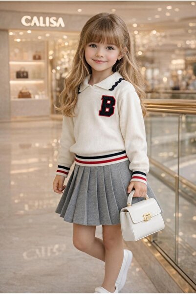 CALİSA Дівчачий коледж-стиль трикотажний та плісирований спідниця, елегантний...