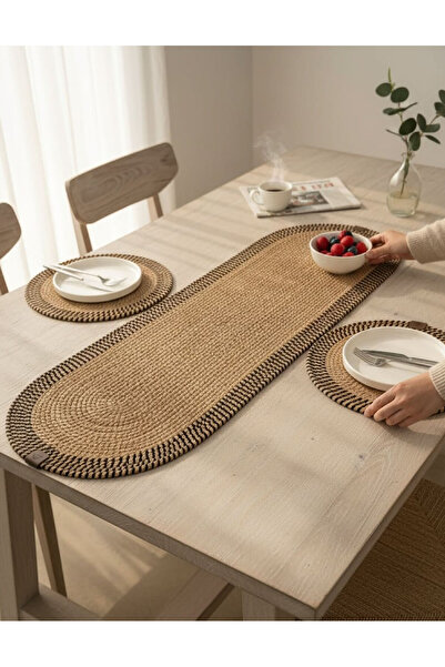 home inn Stain-Resistant Knitted Tableware Set 2 Supla 33 cm and 1 Runner 35X...