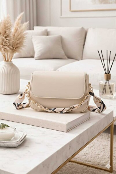 METEBAGS Velina Model Suni Deri Fular ve Zincir Detaylı El & Omuz Çantası En:...