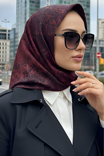 İmajButik Burgundy İpekhan Soft Digital Cotton Scarf