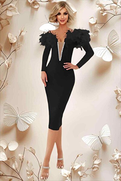Chanttal ROCHIE ELEGANTA CU PENE SI ACCESORIU
