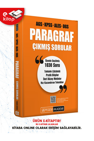 Pegem Akademi Yayıncılık AGS-KPSS-ALES-DGS Paragraf Tamamı Çözümlü Çıkmış Sor...