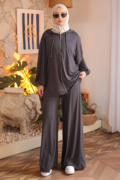 İmajButik Smoked Stone Tunic and Trousers Modal Set