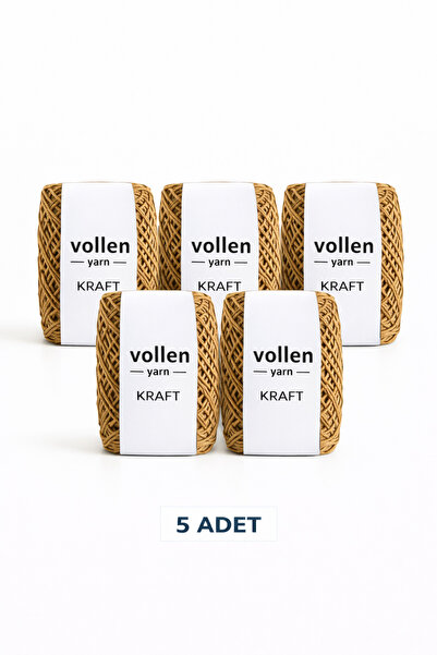 vollen yarn Kağıt İp 5li Paket 100gr,Doğal Kağıt Rafya,Makrome Çanta Örgü El ...