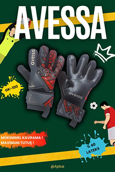 AVESSA GK-100 Kaleci Eldiveni %40 Lateks Kaymaz Yüzeyli Maksimum Tutuş ve Top...