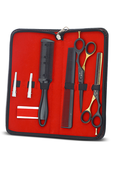 Katze 6 Parça 6 inç Profesyonel Deri Çantalı Berber Kuaför Saç Sakal Bıyık Ma...