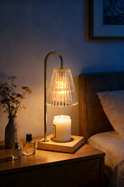 DIDA مصباح عطري مع شمعة، ومصباح كهربائي، ووظيفة تسخين، وسطوع قابل للتعديل، وإ...