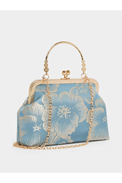 Styli حقيبة يد من قماش الجاكار بنقشة الزهور مع حزام سلسلة