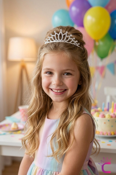 Cinderella Zircon Stone Girls' Princess Crown Silver Model11 - Birthday Party...