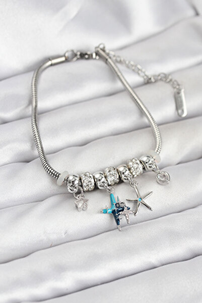 STİLLOVE سوار نسائي من النحاس الفضي اللون على شكل نجمة