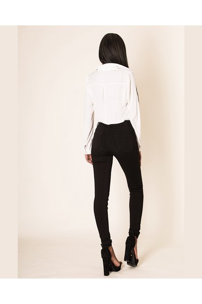Nina Carter Blugi skinny push-up pentru femei, negri, B-P106N