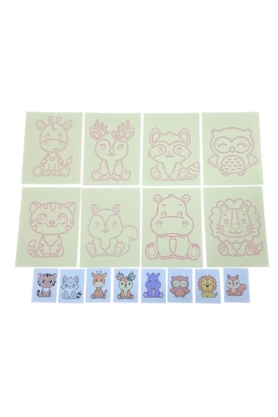 OEM Set of 8 Colored Sand Drawings, A5 Size (150 x 200 mm), 12 Colors - Wild ...