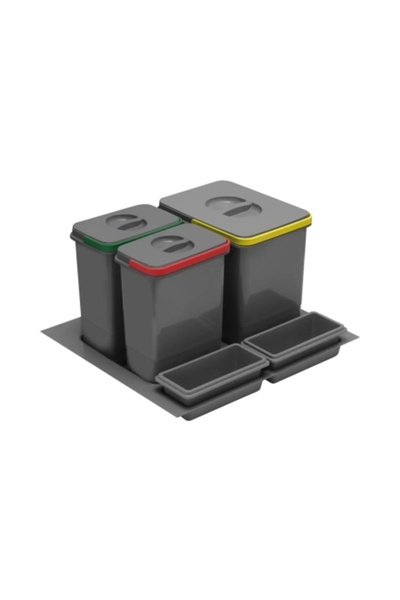 GTV MULTINO Trash Can, Body 600 mm, 1 x 15 L + 2 x 7 L, Anthracite