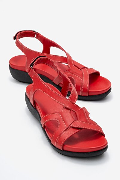 Zeynep Sıradağlı Orfeo genuine leather women's orthopedic sandal - red