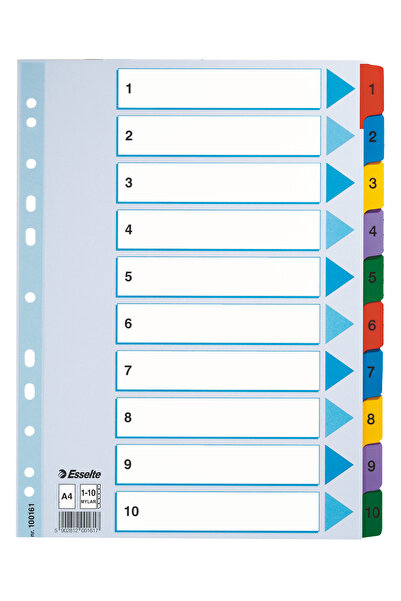 Esselte Cardboard Index Dividers 1-10 Mylar