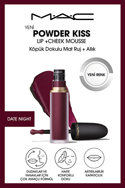 M.A.C Powder Kiss Lip & Cheek Mousse Dudak ve Yanaklar için Buğulu Mat Ruj - ...