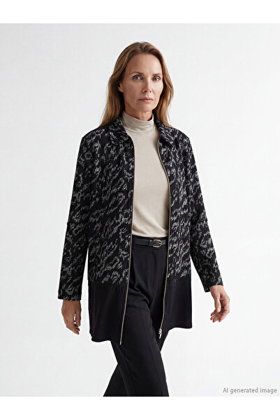 LC Waikiki Polo Collar Patterned Women's Cardigan
