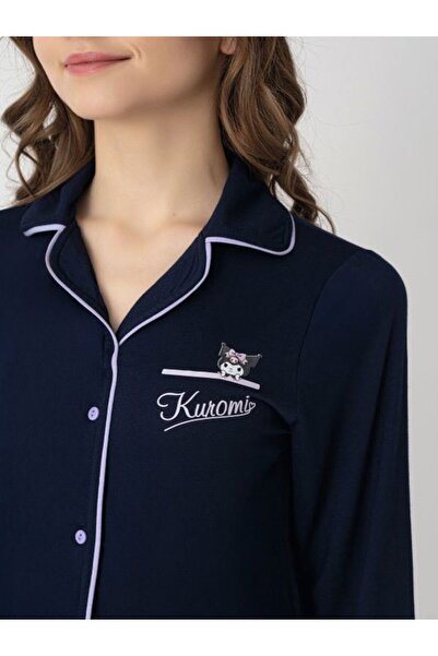 kuromi License-Protected Front Buttoned Long Sleeved Printed Pajama Set