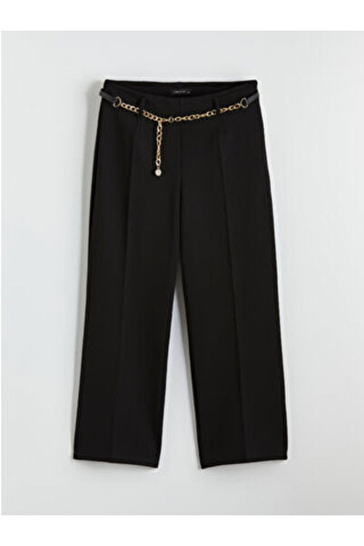LC Waikiki M1 Season Black Loose Fit Chain Belt Pack Women's Trousers