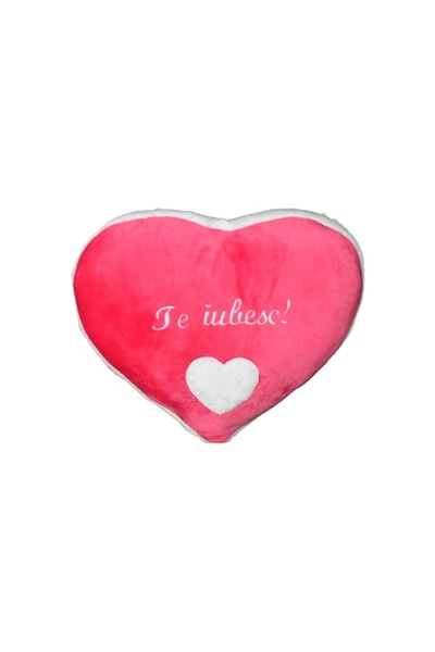 OEM Heart Pillow 'I love you!', pink, 40x42 cm, flannel fleece material