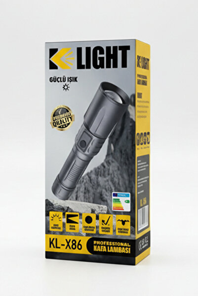KLIGHT Şarj Edilebilir Profesyonel El Feneri, Yüksek Menzilli Güçlü LED ve Öz...