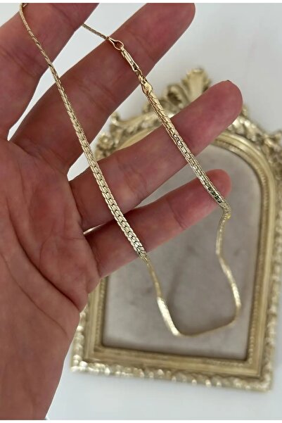 XUPING JEWELRY 14K GOLD RENK LAZER KESİM PARLAK YASSI KADIN KOLYE KALINLIK 3M...