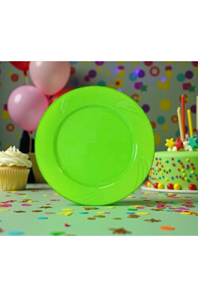 Happyland Yeşil Renk MİKA TABAK 6'LI 23CM Doğum Günü Organizasyon Piknik Tabağı