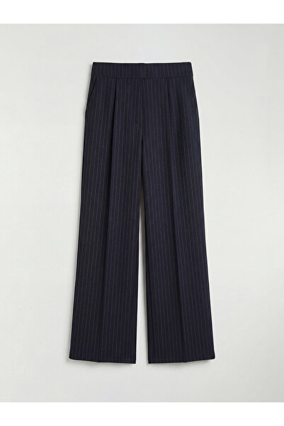 LC Waikiki Pantaloni din stofă pentru femei, cu dungi, albastru marin, cu pic...