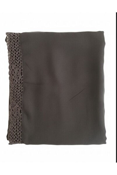 Veil Designer A Japanese-style fabric shawl with crocheted details, brown col...