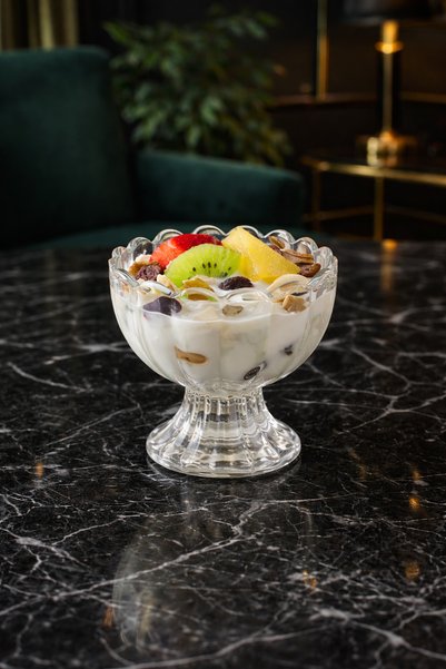 Gülümseten Avm Set of 6 Glass Dessert Bowls with Feet |   Stylish Presentation Fruit Dessert & Ice Cream Bowl Set