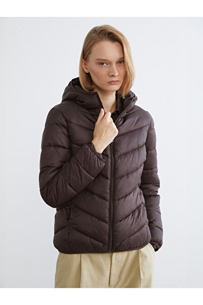 LC Waikiki Brown Hooded Women's Puffer Coat