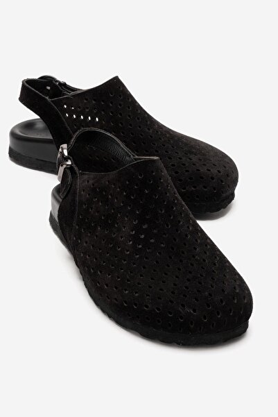 Zeynep Sıradağlı Darcy Kadın Hakiki Deri Sandalet Siyah Süet