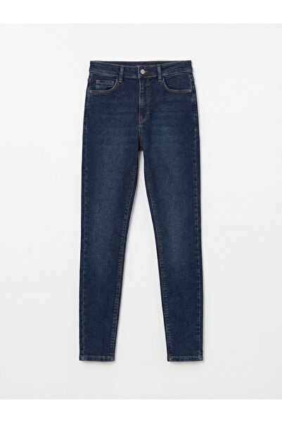 LC Waikiki بنطلون جينز نسائي من إنديجو بخصر عالٍ وقصة ضيقة للغاية