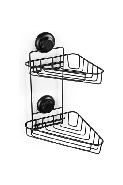 COMPACTOR رف زاوية حمام بستلوك ثنائي الطبقات مزود بكأس شفط