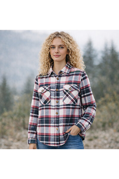 Pupa Kadın Oversize Kalın Flanel Ekose Oduncu Gömlek