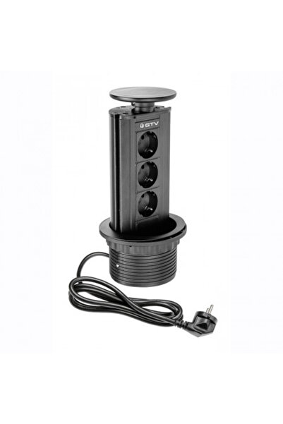 GTV Round Socket, 100 mm, 3 xSchuko, Black