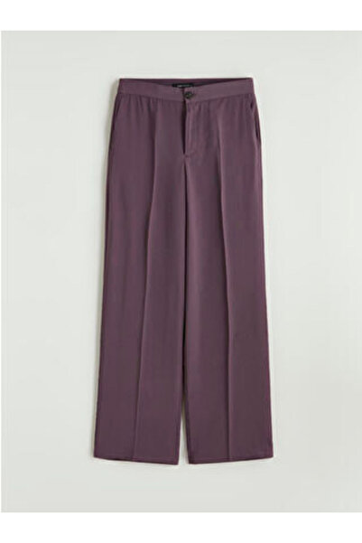 LC Waikiki M1 Season Plum High Waist Wide Leg Women's Trousers