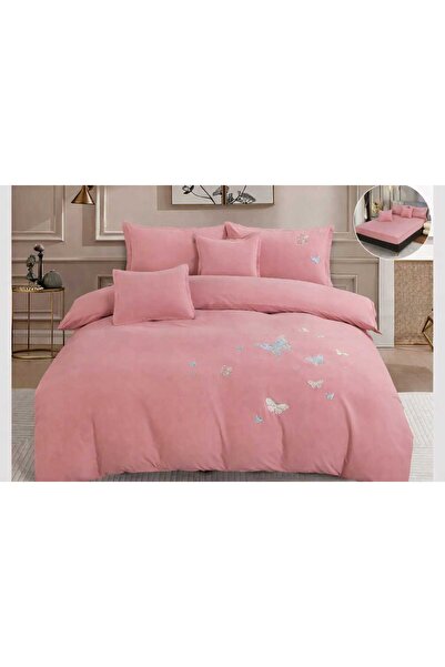 ANATOLIATEKSTILE Premium Cotton Bedding Set with Butterfly Embroidery, Fitted...