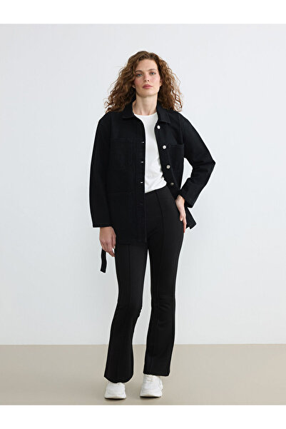 LC Waikiki Black High Waist Flared Women's Trousers