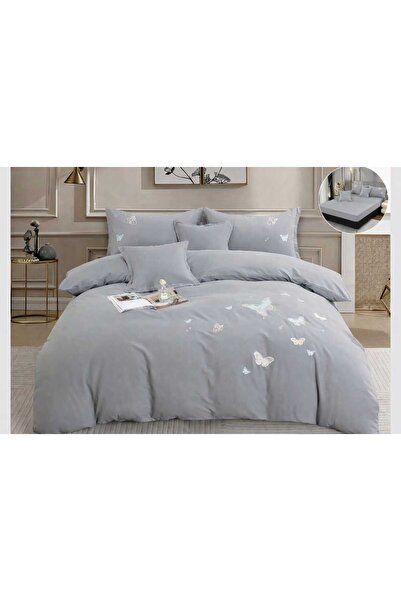 ANATOLIATEKSTILE Premium Cotton Bedding Set with Butterfly Embroidery, Fitted...